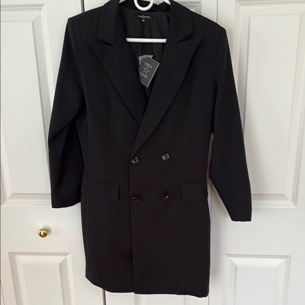 Area Stars Black Double-Breasted Coat Dress